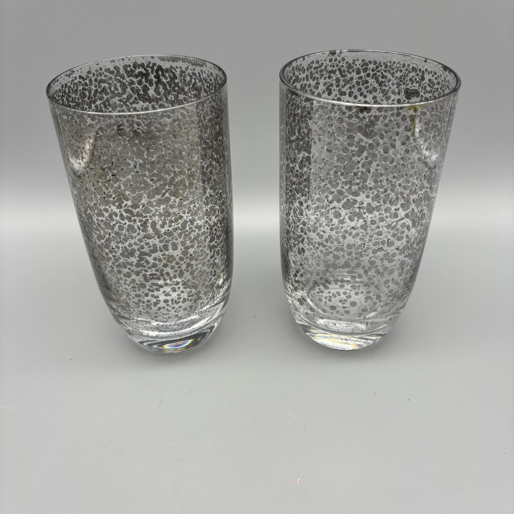 Kim Seybert Crackle Tumblers In Silver Set of 2